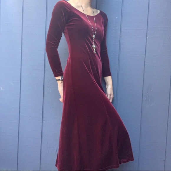 SOLD!!Vintage Moda International burgundy velvet maxi Sz PS - Picture 2 of 4